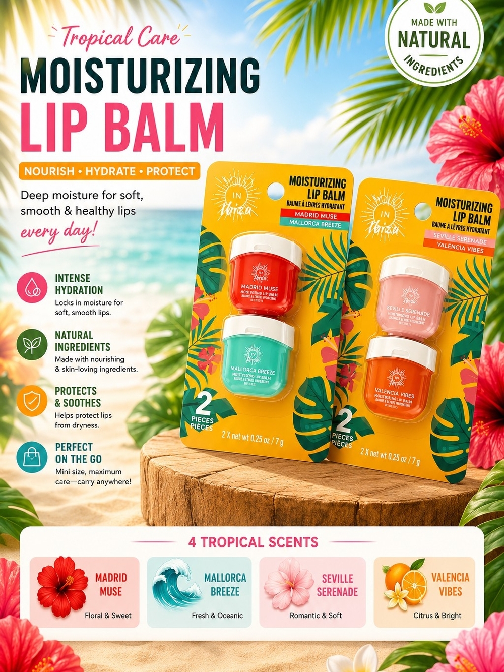 4pc Moisturizing Lip Balm Duo